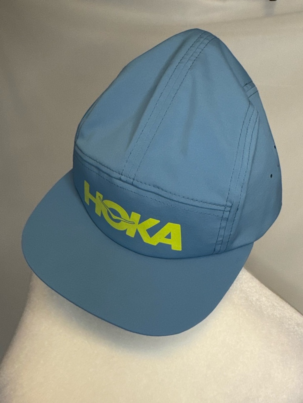 Hoka One One Sky Blue Running Hat with Aqua Tag, Neon Logo - Picture 2 of 8